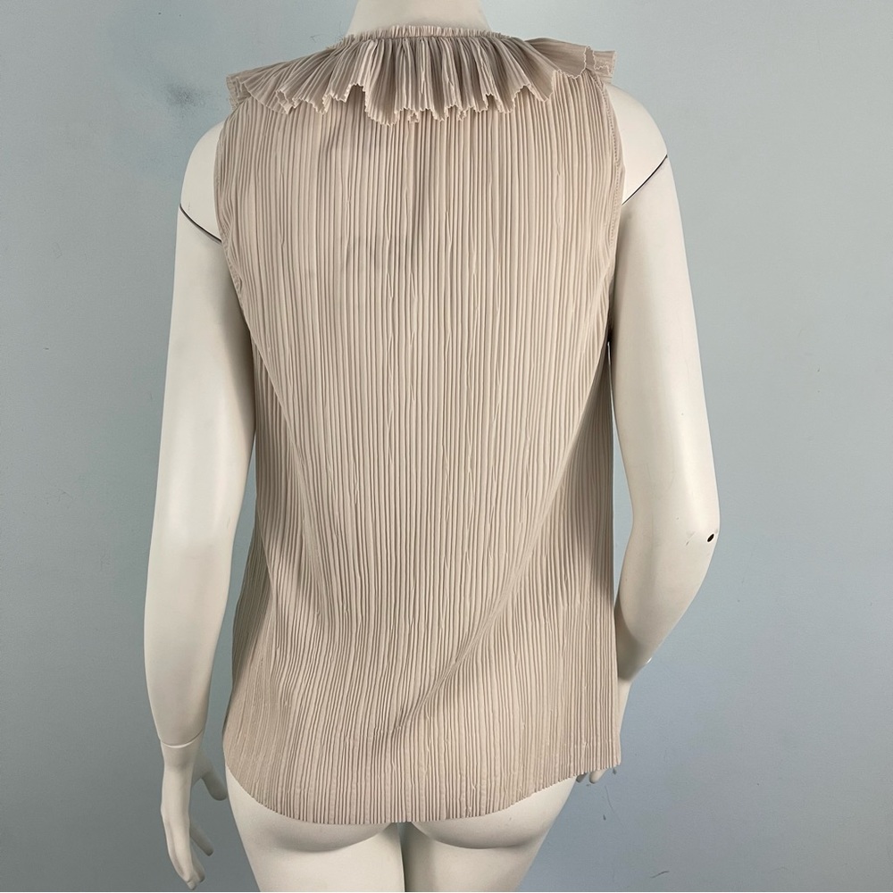 Zara Sleeveless V-neck Rufle Pleated Tie Front Top Blouse Size M - Picture 7 of 15